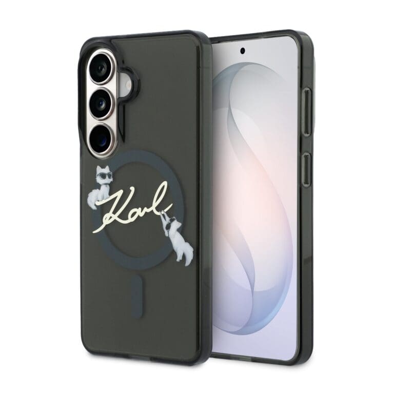 Karl Lagerfeld IML Choupette Karl Script Logo Magnetic Black Kryt Samsung Galaxy S26