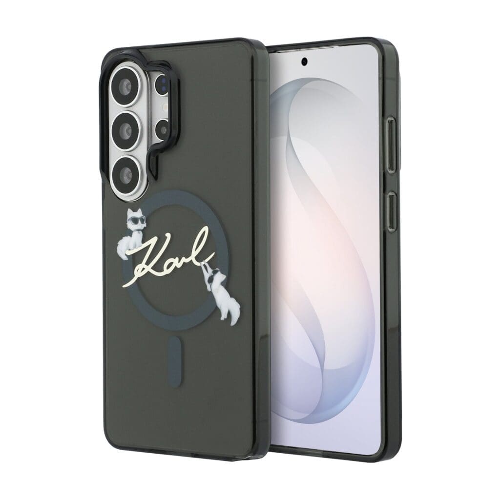 Karl Lagerfeld IML Choupette Karl Script Logo Magnetic Black Kryt Samsung Galaxy S26 Ultra
