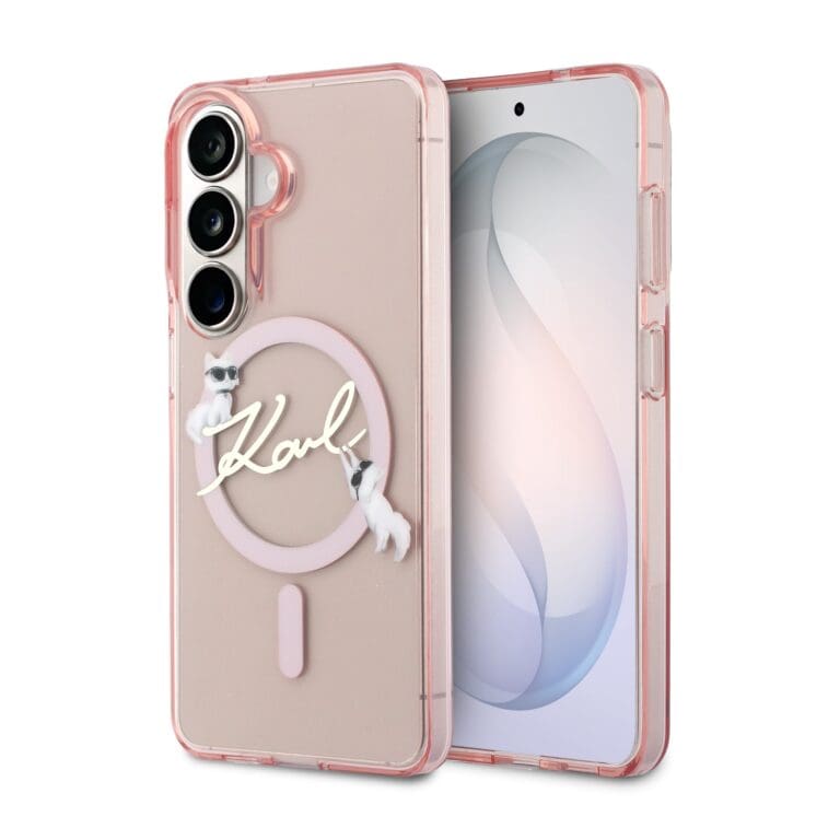 Karl Lagerfeld IML Choupette Karl Script Logo Magnetic Pink Kryt Samsung Galaxy S26