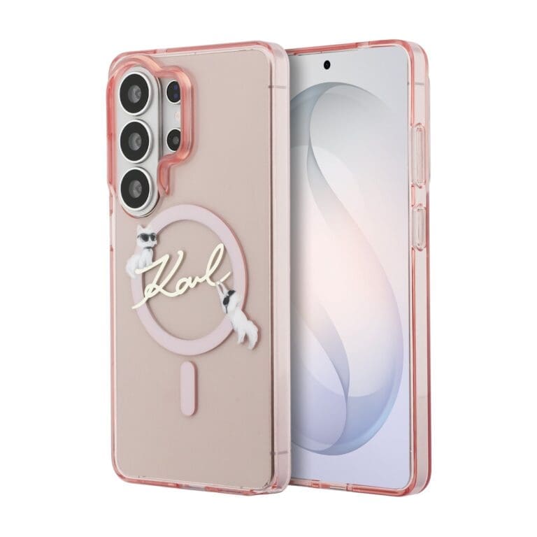 Karl Lagerfeld IML Choupette Karl Script Logo Magnetic Pink Kryt Samsung Galaxy S26 Ultra