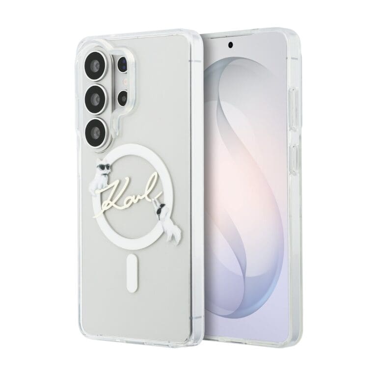 Karl Lagerfeld IML Choupette Karl Script Logo Magnetic Transparent Kryt Samsung Galaxy S26 Ultra
