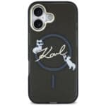 Karl Lagerfeld IML Choupettes Karl Script Logo MagSafe Black Kryt iPhone 17