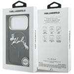 Karl Lagerfeld IML Choupettes Karl Script Logo MagSafe Black Kryt iPhone 17 Pro