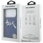 Karl Lagerfeld IML Choupettes Karl Script Logo MagSafe Blue Kryt iPhone 17 Pro