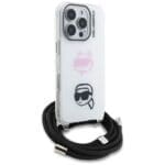 Karl Lagerfeld IML Crossbody Karl&Choupette Head White Kryt iPhone 16 Pro