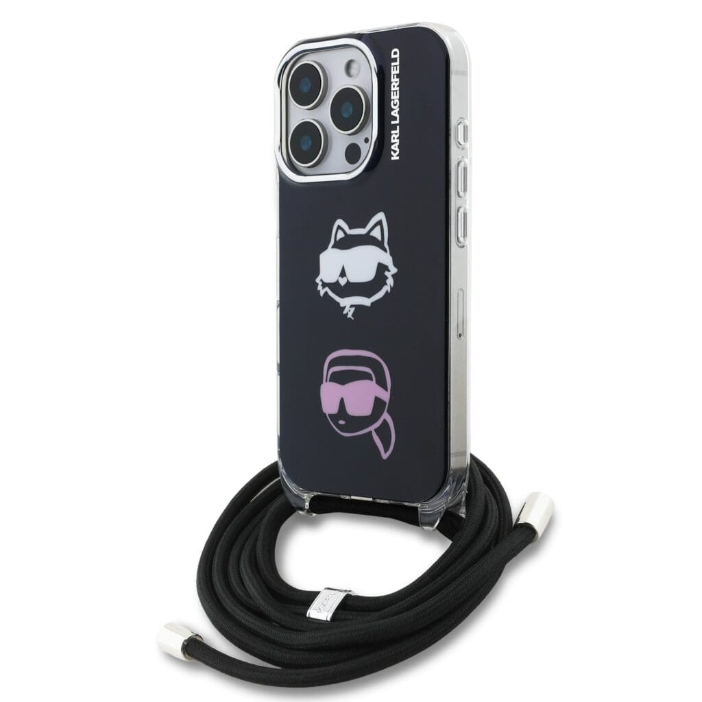 Karl Lagerfeld IML Crossbody K&CH Heads Black Kryt iPhone 16 Pro