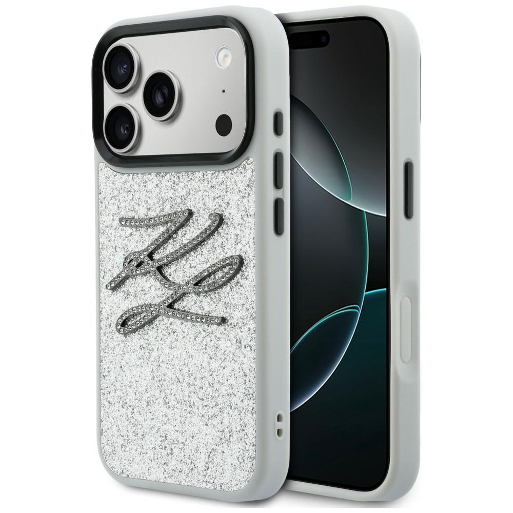 Karl Lagerfeld IML Glitter KL Diamond Logo Silver Kryt iPhone 17 Pro Max