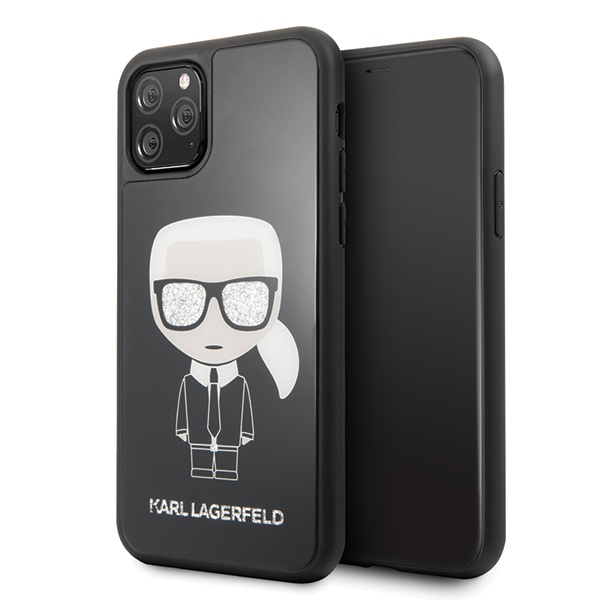 Karl Lagerfeld KLHCN58DLFKBK Black Hardcase Iconic Karl Glitter Kryt iPhone 11 Pro