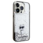 Karl Lagerfeld KLHCP14XLKCNSK Transparent Hardcase Liquid Glitter Choupette Kryt iPhone 14 Pro Max