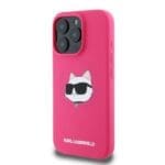 Karl Lagerfeld KLHMP16XSCHPPLF fuschia Hardcase Silicone Choupette Head Kryt iPhone 16 Pro Max