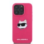 Karl Lagerfeld KLHMP16XSCHPPLF fuschia Hardcase Silicone Choupette Head Kryt iPhone 16 Pro Max
