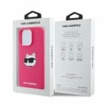 Karl Lagerfeld KLHMP16XSCHPPLF fuschia Hardcase Silicone Choupette Head Kryt iPhone 16 Pro Max