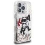 Karl Lagerfeld Liquid Glitter Choupette Logo Transparent Kryt iPhone 16 Pro