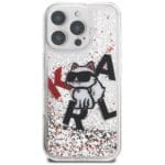 Karl Lagerfeld Liquid Glitter Choupette Logo Transparent Kryt iPhone 16 Pro Max