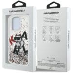 Karl Lagerfeld Liquid Glitter Choupette Logo Transparent Kryt iPhone 16 Pro Max