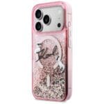 Karl Lagerfeld Liquid Glitter Karl Script Logo MagSafe Pink Kryt iPhone 17 Pro Max