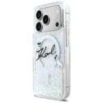 Karl Lagerfeld Liquid Glitter Karl Script Logo MagSafe Transparent Kryt iPhone 17 Pro