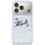 Karl Lagerfeld Liquid Glitter Karl Script Logo MagSafe Transparent Kryt iPhone 17 Pro