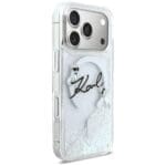 Karl Lagerfeld Liquid Glitter Karl Script Logo MagSafe Transparent Kryt iPhone 17 Pro