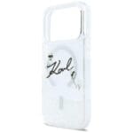 Karl Lagerfeld Liquid Glitter Karl Script Logo MagSafe Transparent Kryt iPhone 17 Pro