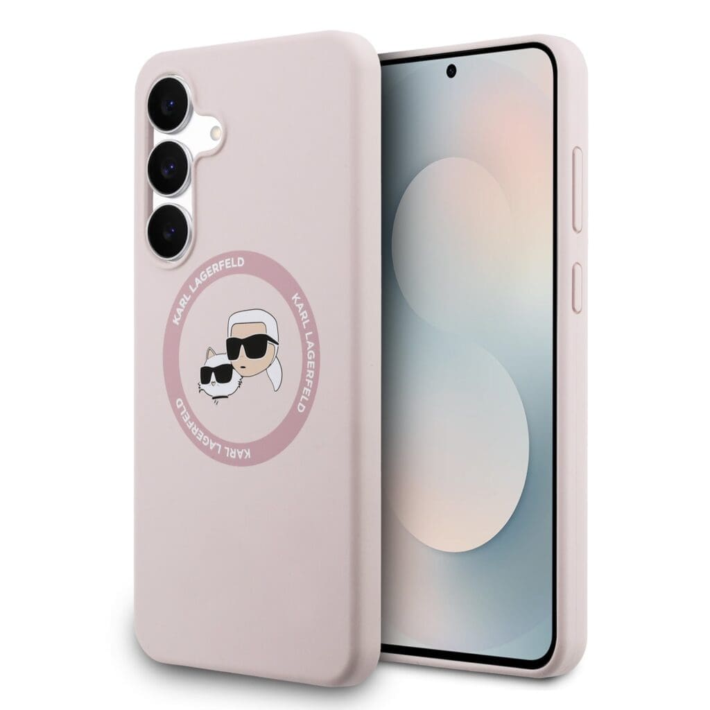 Karl Lagerfeld Liquid Silicone K&CH Heads MagSafe Pink Kryt Samsung Galaxy S25 Fe