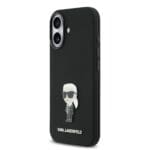 Karl Lagerfeld Liquid Silicone Metal Ikonik Black Kryt iPhone 17