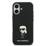Karl Lagerfeld Liquid Silicone Metal Ikonik Black Kryt iPhone 17