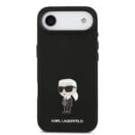 Karl Lagerfeld Liquid Silicone Metal Ikonik Black Kryt iPhone 17 Air