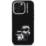 Karl Lagerfeld Silicone Karl&Choupette Sketch MagSafe Black Kryt iPhone 16 Pro