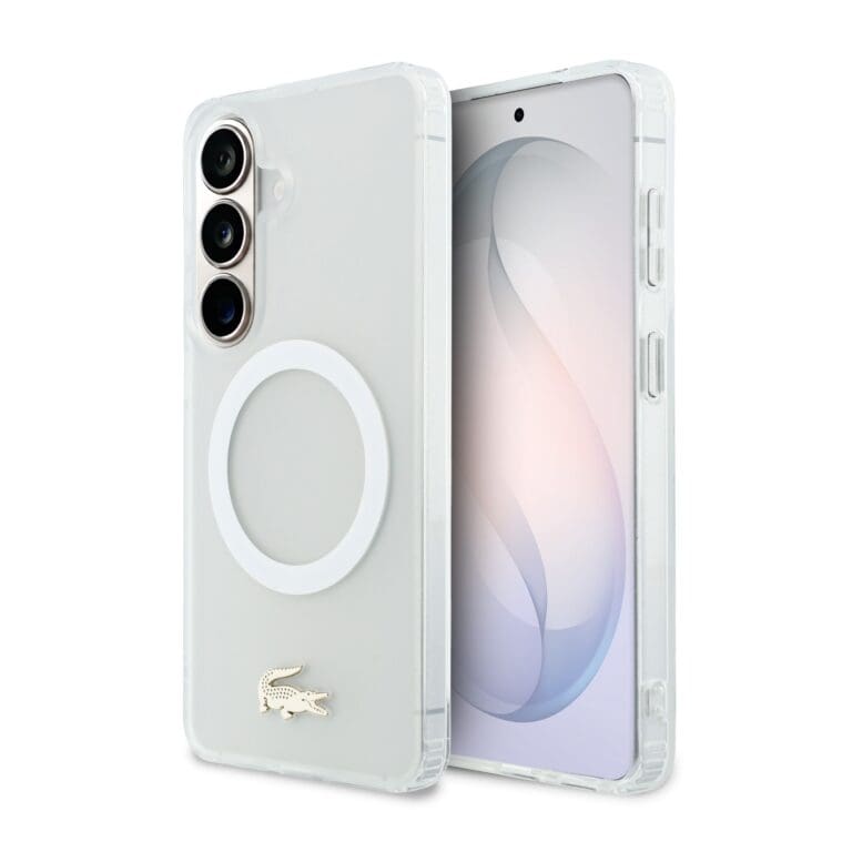 Lacoste PC/TPU Frosted Finish Gold Logo Magnetic White Kryt Samsung Galaxy S26