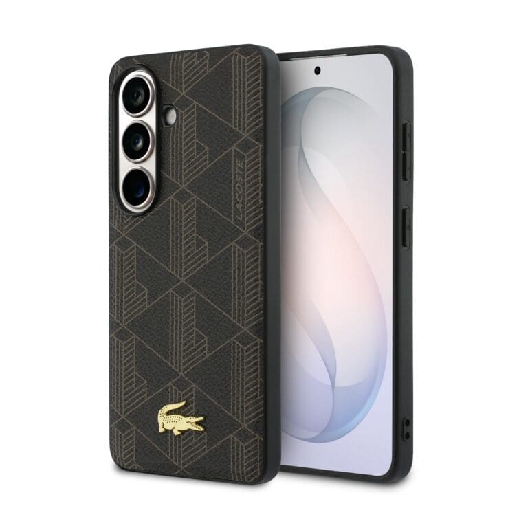 Lacoste PVC Blend Monogram Gold Logo Magnetic Brown Kryt Samsung Galaxy S26 Plus