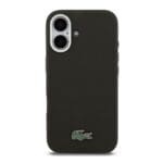 Lacoste PVC Iconic Petit Pique Metal Logo MagSafe Black Kryt iPhone 16