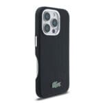 Lacoste PVC Iconic Petit Pique Metal Logo MagSafe Black Kryt iPhone 16 Pro