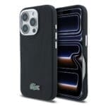 Lacoste PVC Iconic Petit Pique Metal Logo MagSafe Black Kryt iPhone 16 Pro Max