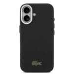 Lacoste PVC Iconic Petit Pique Metal Logo MagSafe Black Kryt iPhone 17