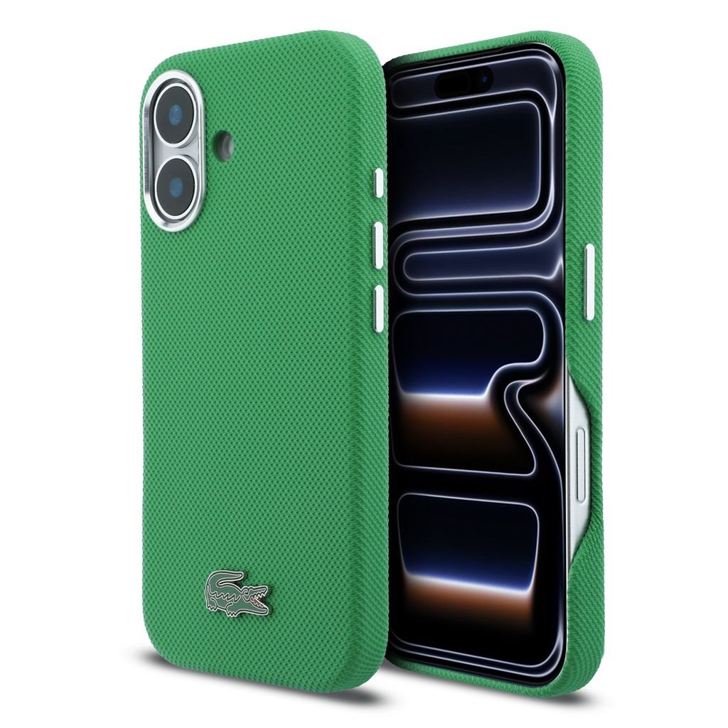 Lacoste PVC Iconic Petit Pique Metal Logo MagSafe Estragon Green Kryt iPhone 16