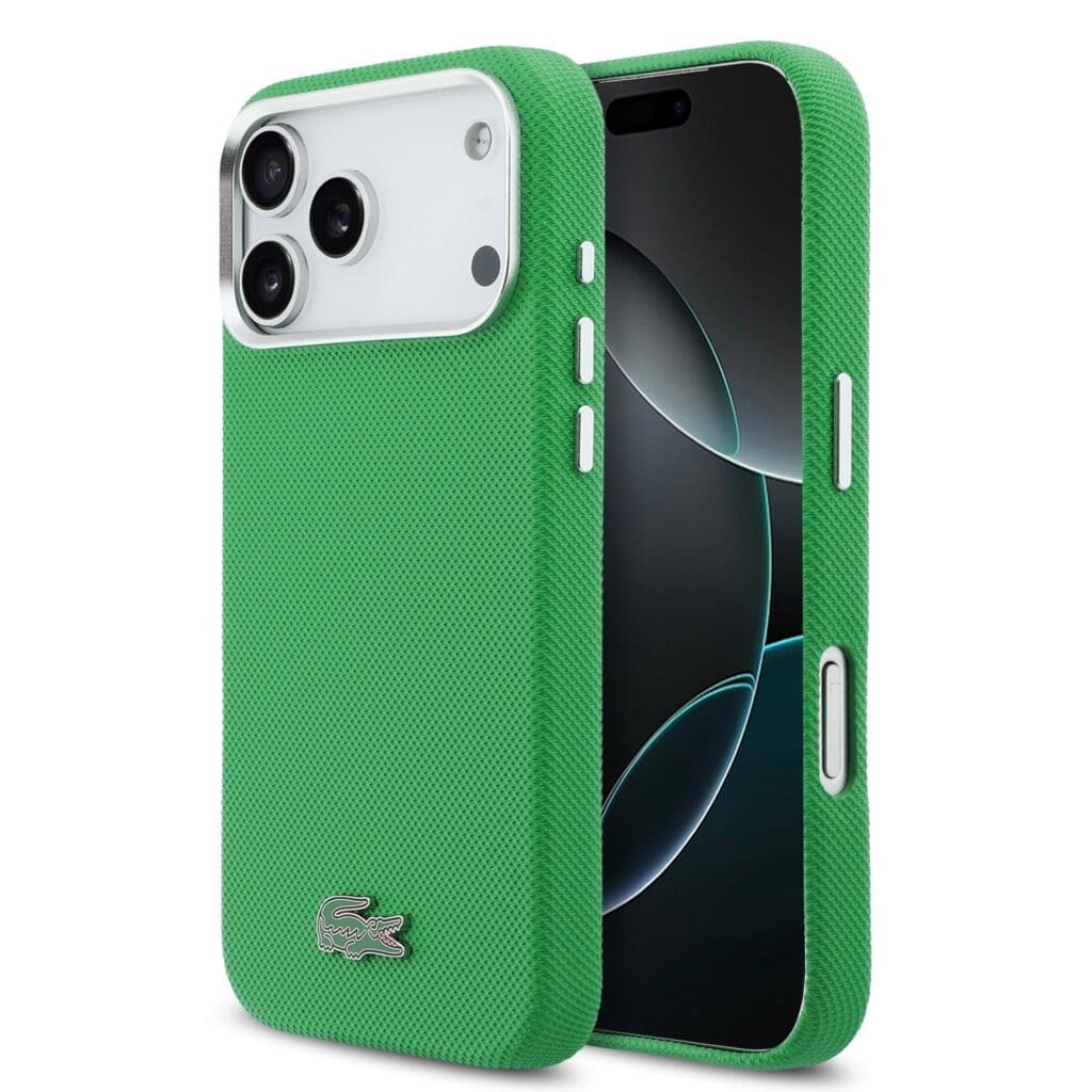 Lacoste PVC Iconic Petit Pique Metal Logo MagSafe Green Kryt iPhone 17 Pro Max