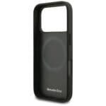 Mercedes Leather Laurel Leaves Stripes MagSafe Black Kryt iPhone 17 Pro