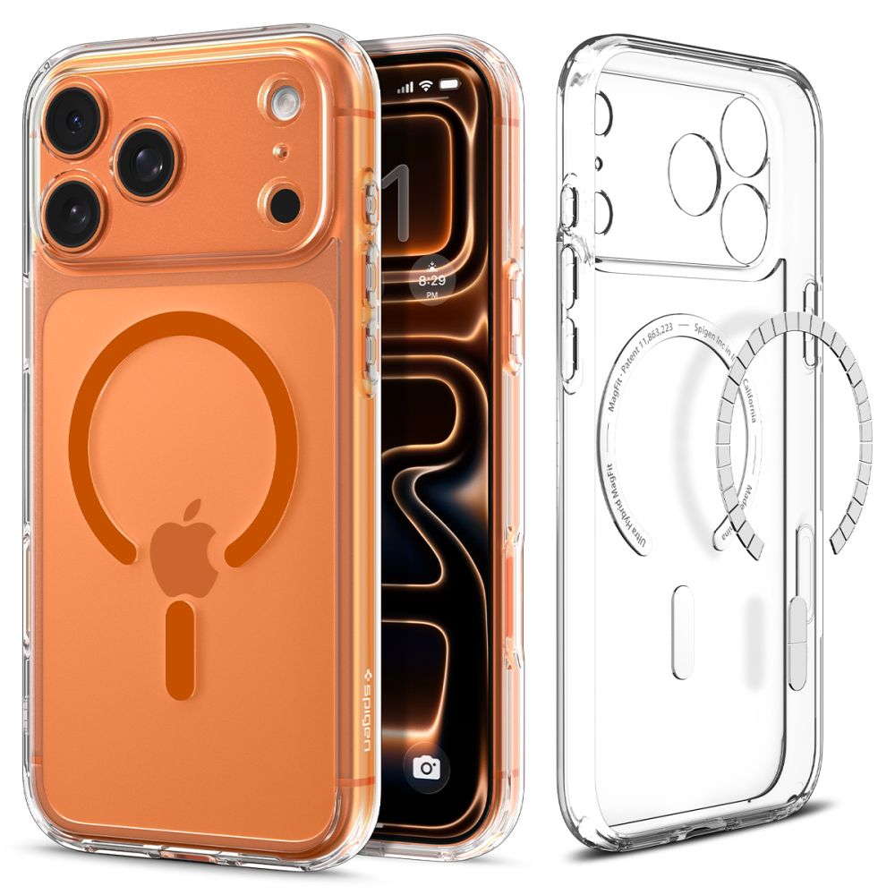 Spigen Ultra Hybrid Mag MagSafe Clear/Orange Kryt iPhone 17 Pro Max