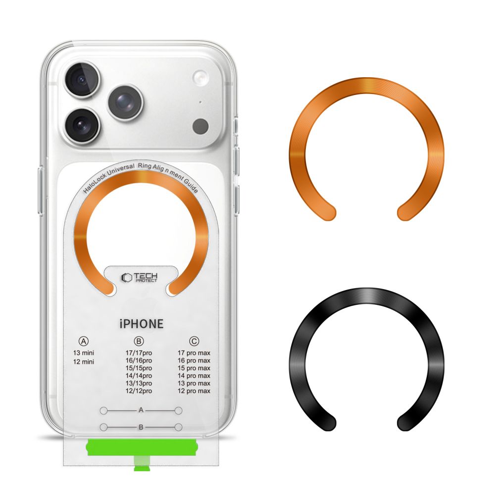 Tech-Protect Mmp-210 Magnetic MagSafe Ring 2-Pack Black & Cosmic Orange