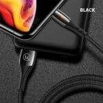 Usams Braided U-Tone Lightning Cable 1.2m Power-off 2A Fast Charging Black SJ344USB01 (US-SJ344)