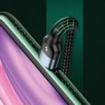 Usams Braided U48 Lightning Cable 1.2m 2A Fast Charging with LED green SJ423USB02 (US-SJ423)