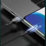 Usams Braided U48 Lightning Cable 1.2m 2A Fast Charging with LED green SJ423USB02 (US-SJ423)