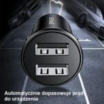 Usams Car Charger 2xUSB 2.4A Mini Black CC114TC01 (US-CC114)