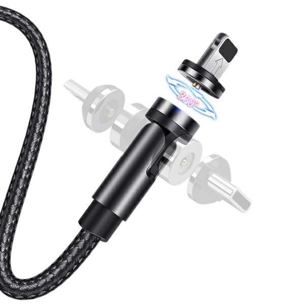 Usams U59 Magnetic Lightning Cable 2.1A Fast Charge 1m Braided Black SJ472USB01 (US-SJ472)