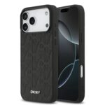 DKNY PU Leather Grid Pattern MagSafe Black Kryt iPhone 17 Pro Max