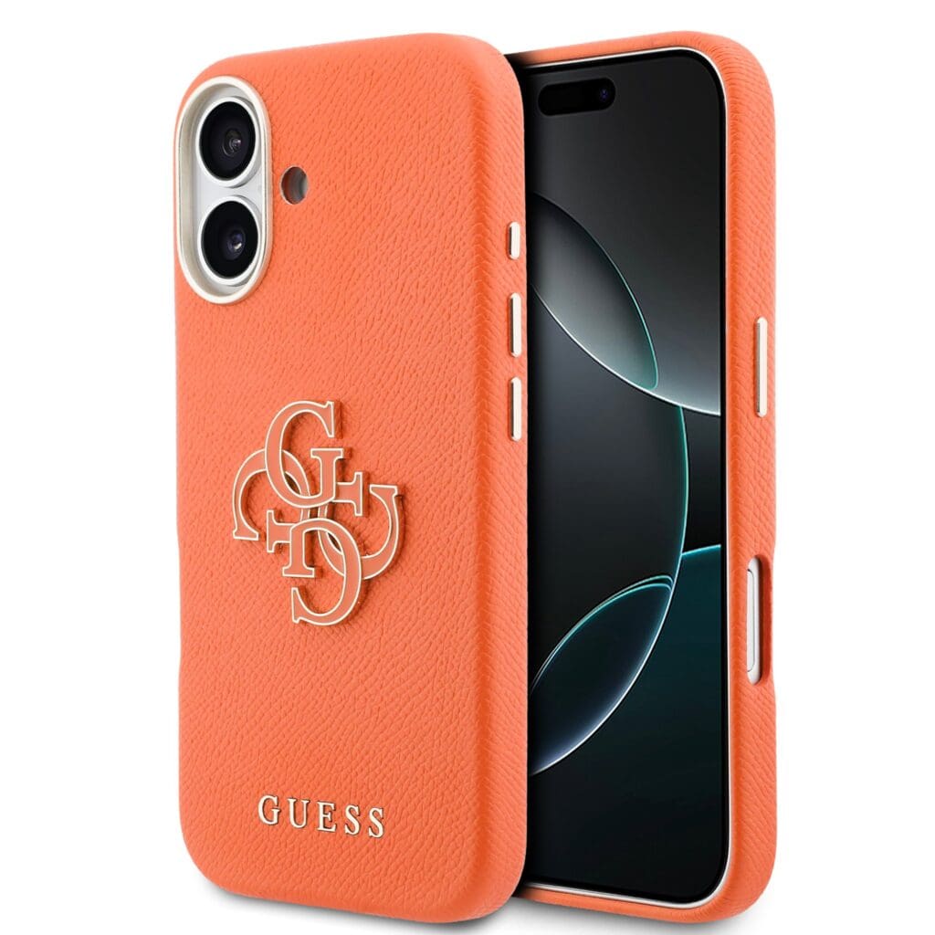 Guess PU Resin Logo Orange Kryt iPhone 17