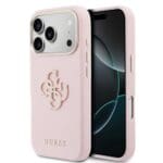 Guess PU Resin Logo Pink Kryt iPhone 17 Pro