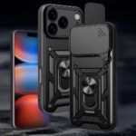 Hybrid Armor Camshield With Stand And Camera Black Kryt iPhone 17 Pro Max