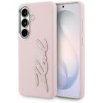 Karl Lagerfeld Grained Signature Metal Resin Logo pink Kryt Samsung Galaxy S26